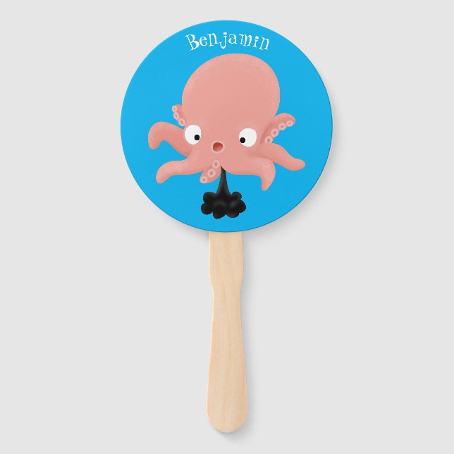 Leque Humor animado de polvo de bebê rosa e bonito (Frente)