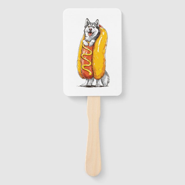 Leque Husky Cachorro-Quente � Fantasia de Comida Engraça (Frente)