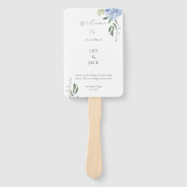 Leque Hydrangea branca e azul Elegante Conjunto de venti