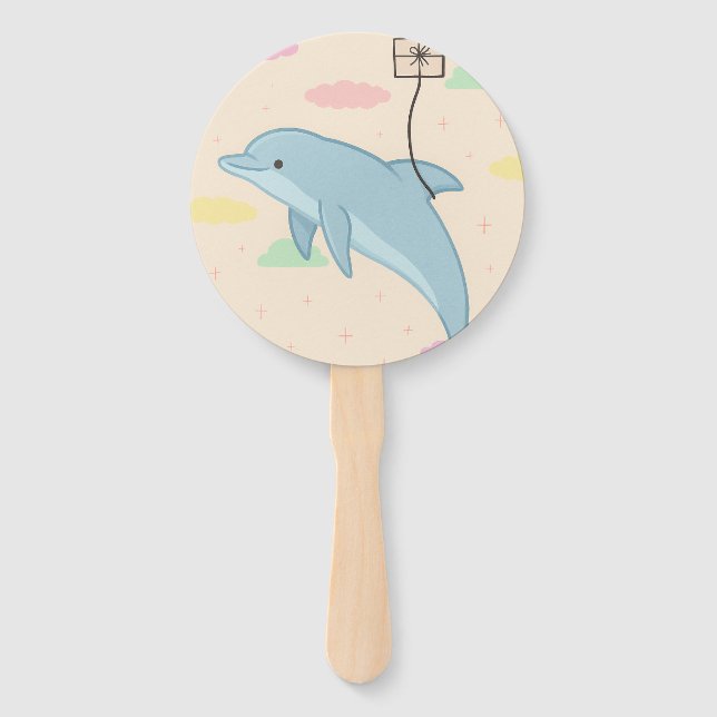 Leque Ilustração das Letras de Entrega de Golfinhos Voad (Frente)