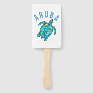 Leque Ilustração das Tartarugas do Mar de Aruba Beach