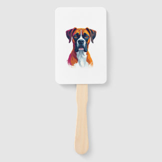 Leque Ilustração de Arte Pop de Cão Boxer Vintage em Exp