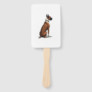 Leque Ilustração de cachorro boxer vintage por trás marr