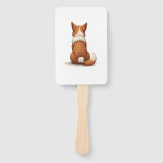 Leque Ilustração de Cachorro Vista Posterior Vintage em 