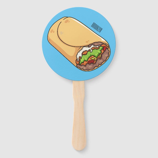 Leque Ilustração de desenho animado burrito (Frente)