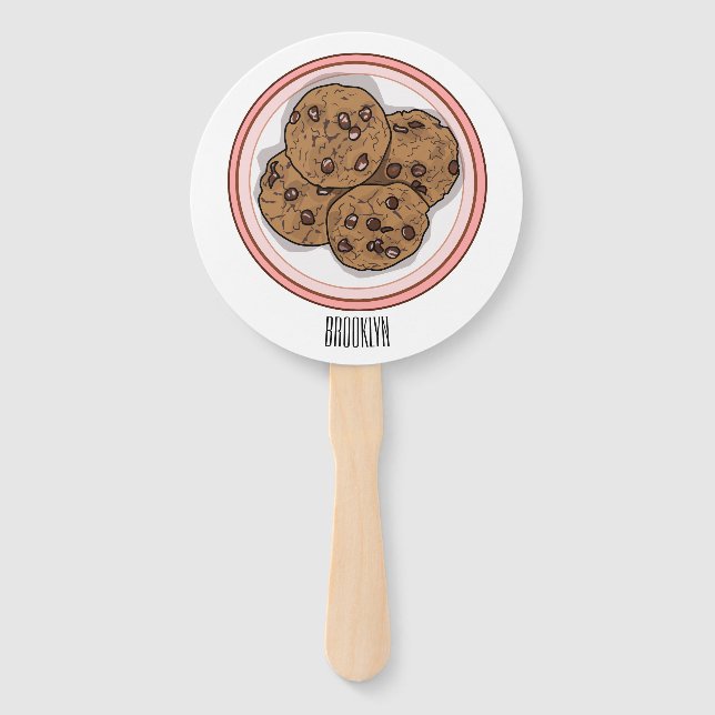 Leque Ilustração de desenho animado com chip de chocolat (Frente)