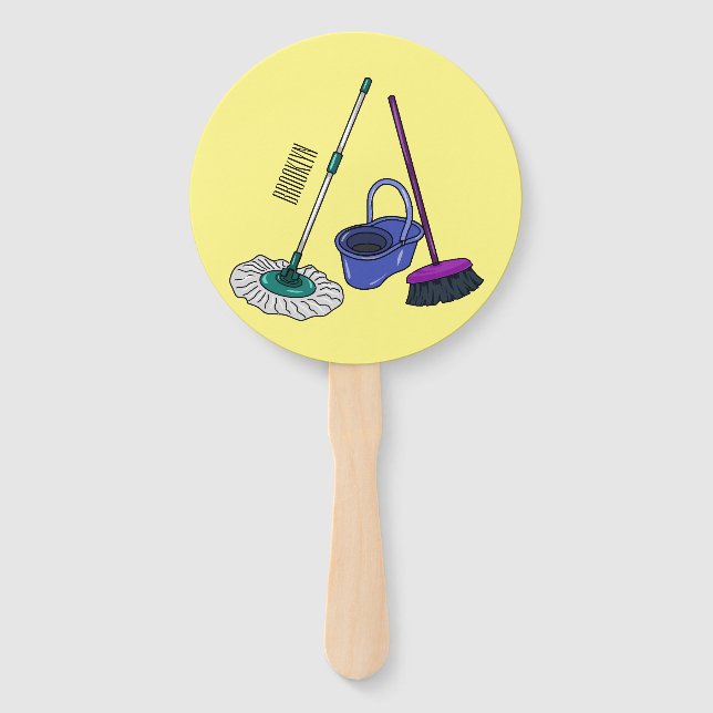 Leque Ilustração de desenho animado de Broom & mop (Frente)