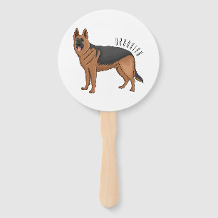 Leque ilustração de desenho animado de cão german shephe