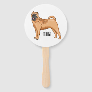 Leque Ilustração de desenho animado de cão Shar-Pei chin