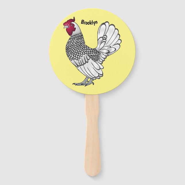 Leque Ilustração de desenho animado de frango Sebright (Frente)