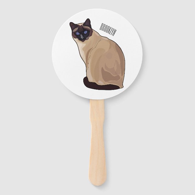 Leque Ilustração de desenho animado de gato siamês (Frente)