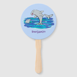 Leque Ilustração de desenho animado de golfinhos alegres