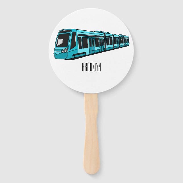 Leque Ilustração de desenho animado de locomotiva elétri (Frente)