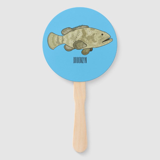 Leque Ilustração de desenho animado de peixe-grua (Frente)