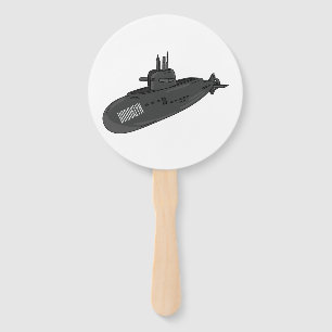 Leque Ilustração de desenho animado submarino