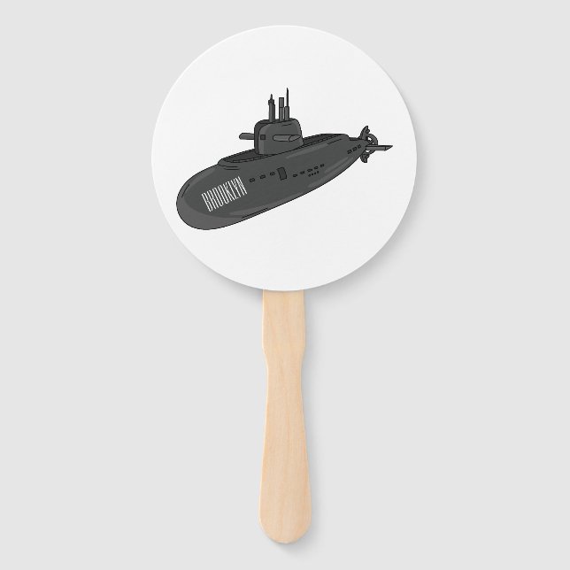 Leque Ilustração de desenho animado submarino (Frente)