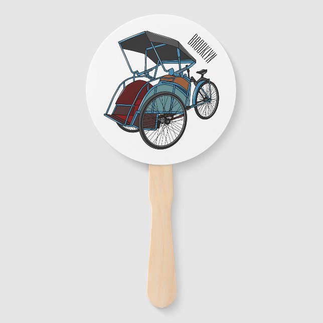 Leque Ilustração do desenho do rickshaw Ciclo (Frente)