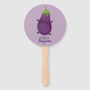 Leque Imagem de desenho animado de beringela doce e feli