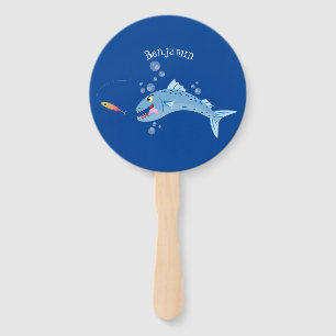 Leque Imagem de desenho animado de pesca com fome de pei