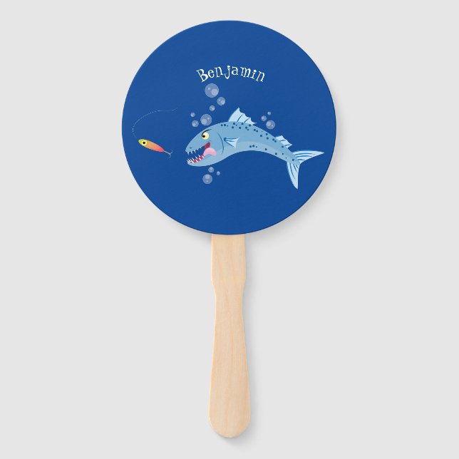 Leque Imagem de desenho animado de pesca com fome de pei (Frente)