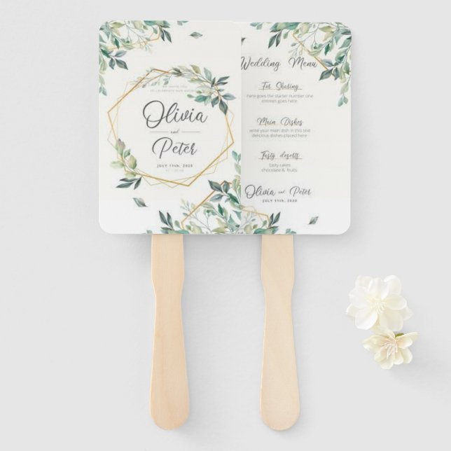 Leque Imagem de Flor de Design Moderno Elegante (Frente e Verso)