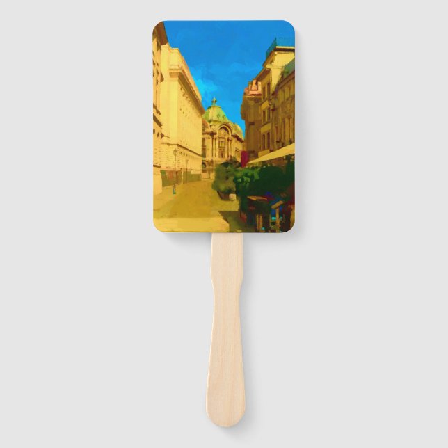Leque Impressão de Pintura Digital de Palácio Bucareste (Frente)