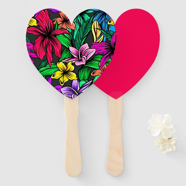 Leque Impressão havaiano (Frente e Verso)