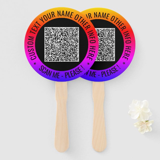 Leque Informações de verificação de código QR e ventilad (Frente e Verso)