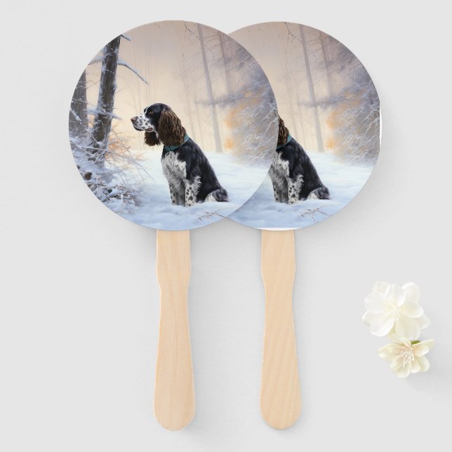 Leque Inglês Springer Spaniel Deixe-o nevar Natal (Frente e Verso)