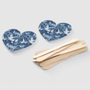 Leque Jardim d'água japonês em porcelana branca azul