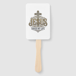 Leque Jesus Salvou Minha Vida Vintage Gravura Camiseta C