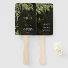 Leque Jewel Palm Leaf Ceremony Program Green ID830
