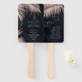 Leque Jewel Palm Leaf Ceremony Program Rosa Dourado ID83