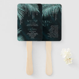 Leque Jewel Palm Leaf Ceremony Program Teal ID830