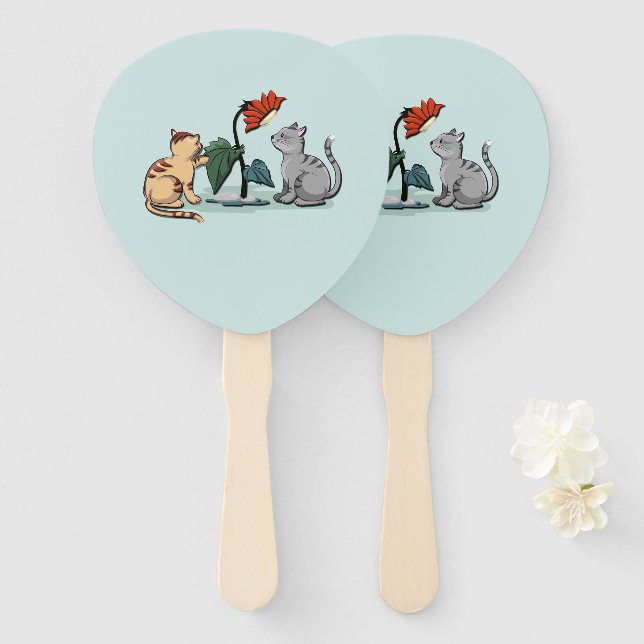 Leque Jogo da Flor do Delight de Verão dos Gatinhos (Frente e Verso)