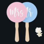 Leque Jogo de Casamento da Noiva Azul, Sr. ou Sra. Rosa<br><div class="desc">Sr. ou Sra. Pink Blue Node Groom Fan de Mão de Casamento</div>