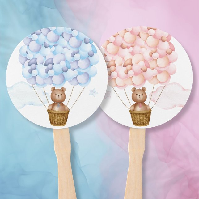 Leque Jogo de votação para festa de revelação de gênero  (Teddy Bear Gender Reveal Party Voting Game Hand Fan)