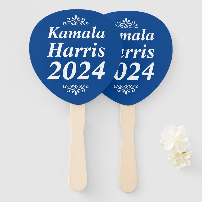 Leque Kamala Harris 2024 Personalizado Ornamentos de Tex (Frente e Verso)