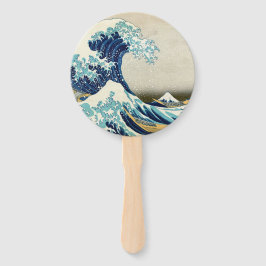 Leque Katsushika Hokusai - A onda do Excelente de Kanaga