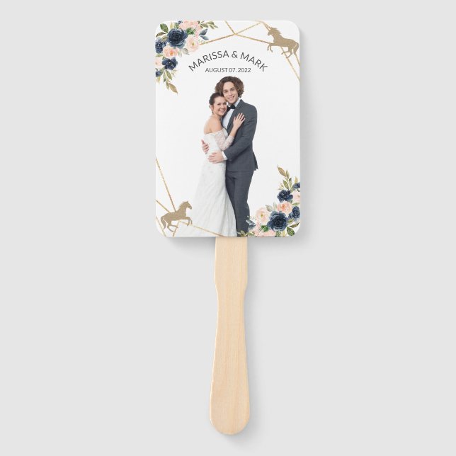 Leque Kentucky Derby Wedding Program Fans with Photo (Frente)