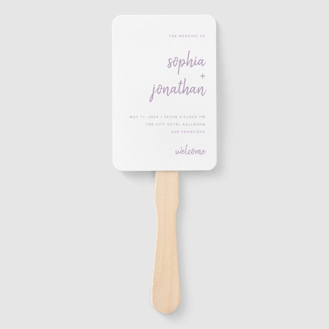 Leque Lavanda de Script Minimalista Moderna | Casamento (Frente)
