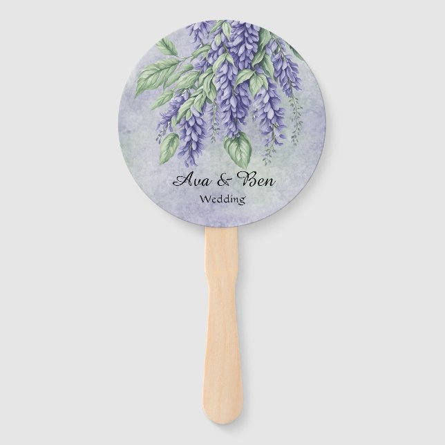 Leque Lavanda Wisteria Flowers Marble Wedding (Frente)
