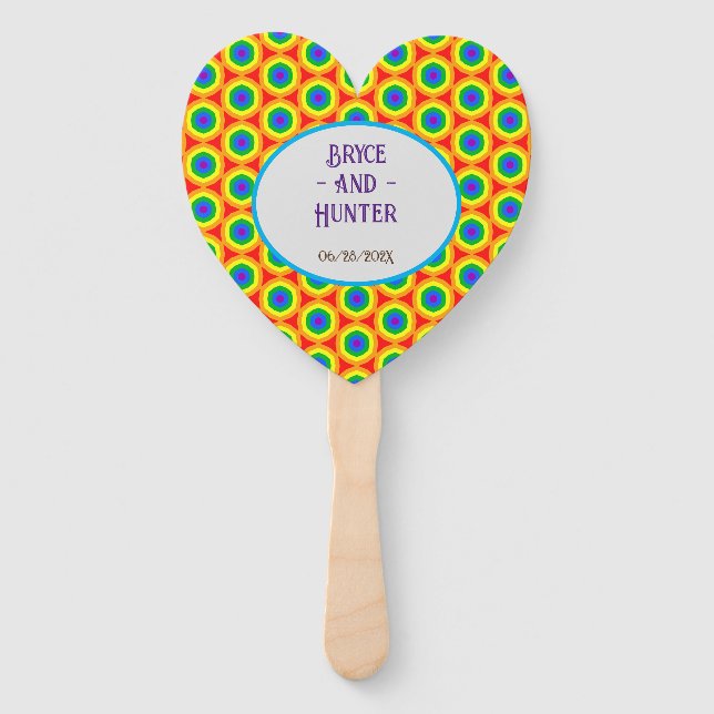 Leque LBGTQA+ Design do Círculo Arco-Íris (Frente)