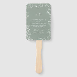 Leque Leaf Sage Green Elegant Monogramme