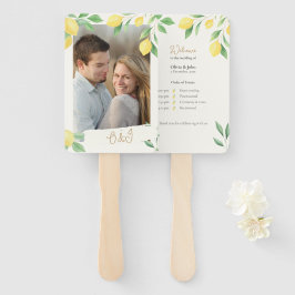 Leque Lemon Citrus Greenery Wedding Ceremony Fan Program