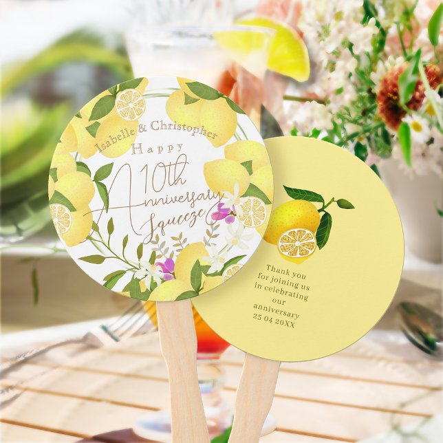Leque Lemon Squeeze White (10th Wedding Anniversary Thank You hand Fan)