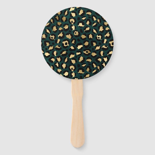 Leque Leopardo Dourado e Teto Série Design 1 (Frente)
