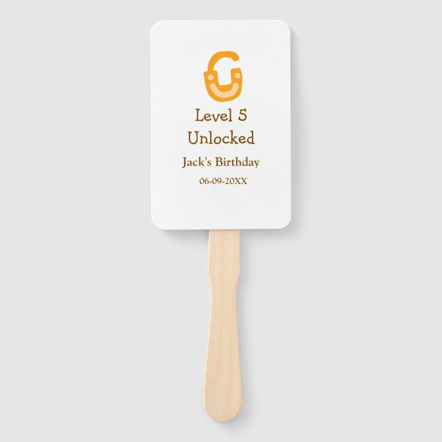 Leque Level 5 unlocked lock orange brown happy birthday  (Frente)