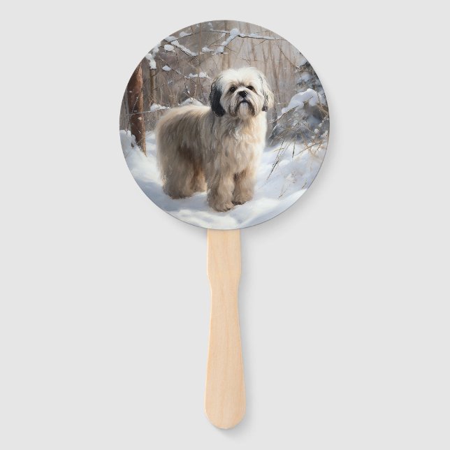 Leque Lhasa Apso Deixe Nevar Natal (Frente)