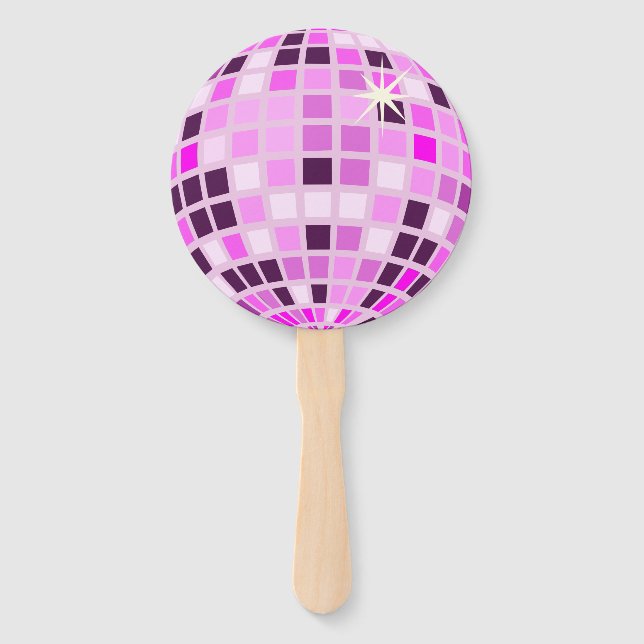 Leque Lilás Rosa Púrpura Retro Moderna Bola de Disco Ros (Frente)